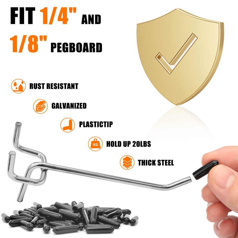 Scartink Pegboard Hooks Pegboard Accessories 4 inch Pegboard Organizer Kit for Garage Organization Tool Storage  25 Pack - Image 2